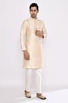 Arihant Rai Sinha_Peach Silk Embroidery Blend Kurta _at_Aza_Fashions