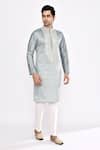 Arihant Rai Sinha_Gray Silk Embroidery Grey Blend Kurta _at_Aza_Fashions