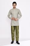 Shop_Arihant Rai Sinha_Green Cotton Printed Blend Kurta 