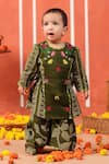 Buy_Cute Couture_Green Cotton Embroidery Radha Rani Sharara Set _at_Aza_Fashions