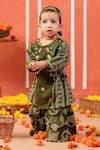 Cute Couture_Green Cotton Embroidery Radha Rani Sharara Set _Online_at_Aza_Fashions