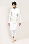 Arihant Rai Sinha_White Linen Embroidery Nehru Jacket _Online_at_Aza_Fashions