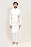 Buy_Arihant Rai Sinha_White Linen Embroidery Nehru Jacket _Online_at_Aza_Fashions