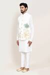 Shop_Arihant Rai Sinha_White Linen Embroidery Nehru Jacket _Online_at_Aza_Fashions