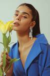 NAKHREWAALI_White Embroidery Glow Up Long Pearl Drop Earrings _Online_at_Aza_Fashions