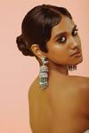 Shop_NAKHREWAALI_Blue Tassels What Tiered Jhumka Earrings _at_Aza_Fashions