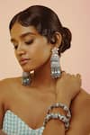 NAKHREWAALI_Blue Tassels What Tiered Jhumka Earrings _Online_at_Aza_Fashions