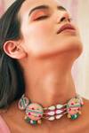 Shop_NAKHREWAALI_Pink Deewangi Multi Color Choker _at_Aza_Fashions