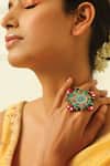 Shop_NAKHREWAALI_Beads Multi Color Adjustable Pushpa Ring _at_Aza_Fashions