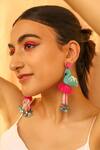 Buy_NAKHREWAALI_Magenta Tassels, Sequins Madari Flamingo Earrings _at_Aza_Fashions