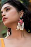 Buy_NAKHREWAALI_Coral Beads, Embroidery Barso Hand Starfish Earrings _at_Aza_Fashions