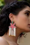 NAKHREWAALI_Coral Beads, Embroidery Barso Hand Starfish Earrings _Online_at_Aza_Fashions