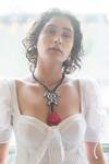 NAKHREWAALI_ Chandni Multi Color Mirror Work Turtle Necklace _Online_at_Aza_Fashions