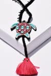 Shop_NAKHREWAALI_ Chandni Multi Color Mirror Work Turtle Necklace _at_Aza_Fashions