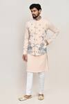 Arihant Rai Sinha_Cream Linen, Wool Embroidery Thread Work Nehru Jacket _Online_at_Aza_Fashions