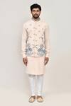 Buy_Arihant Rai Sinha_Cream Linen, Wool Embroidery Thread Work Nehru Jacket _Online_at_Aza_Fashions