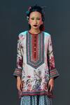 Rajdeep Ranawat_Beige Modal, Satin Ubud Printed Draped _Online_at_Aza_Fashions