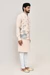 Arihant Rai Sinha_Cream Linen, Wool Embroidery Thread Work Nehru Jacket _at_Aza_Fashions