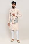 Buy_Arihant Rai Sinha_Cream Linen, Wool Embroidery Thread Work Nehru Jacket 