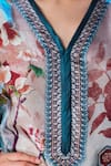 Shop_Rajdeep Ranawat_Aqua Silk Embroidery V-neck Chanel Floral Print V _Online_at_Aza_Fashions