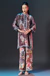 Buy_Rajdeep Ranawat_Multi Color Silk Embroidery Collared Printed Ghazal Tunic _at_Aza_Fashions