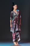 Buy_Rajdeep Ranawat_Multi Color Modal, Satin Indonesia Printed Tie Up Draped _at_Aza_Fashions