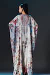 Shop_Rajdeep Ranawat_Beige Silk V-neck Printed Imama Kaftan _at_Aza_Fashions