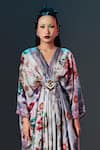 Shop_Rajdeep Ranawat_Beige Silk V-neck Printed Imama Kaftan _Online_at_Aza_Fashions