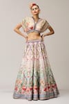 Buy_Rajdeep Ranawat_Green Neerja Leela With Blouse Crystallised Printed And Crop Top _at_Aza_Fashions