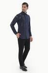 Shop_Kustomeyes_Blue Embroidery, Beads Indigo Grove Designer Shirt _at_Aza_Fashions