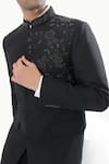 Kustomeyes_Black Embroidery Noir Bloom Designer Bandhgala And Pant Set _at_Aza_Fashions