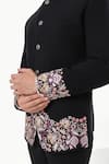 Shop_Kustomeyes_Black Embroidery Midnight Garden Bandhgala Set _Online_at_Aza_Fashions