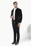 Buy_Kustomeyes_Black Cotton, Velvet Code Designer Bomber Jacket _Online_at_Aza_Fashions