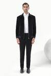 Shop_Kustomeyes_Black Cotton, Velvet Code Designer Bomber Jacket _at_Aza_Fashions