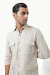 Buy_Kustomeyes_Beige Linen Desert Scout Pure Designer Shirt _Online_at_Aza_Fashions