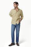 Shop_Kustomeyes_Beige Linen Sandstone Trail Designer Dark Shirt _Online_at_Aza_Fashions
