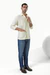 Kustomeyes_Lime Linen Citrus Field Yellow Pure Designer Shirt _Online_at_Aza_Fashions