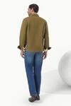 Shop_Kustomeyes_Olive Green Cotton Fieldline Bomber Jacket _at_Aza_Fashions