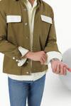 Shop_Kustomeyes_Olive Green Cotton Fieldline Bomber Jacket _Online_at_Aza_Fashions