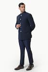 Buy_Kustomeyes_Blue Embroidery Imperial Dusk Designer Bandhgala And Pant Set _Online_at_Aza_Fashions