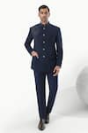 Buy_Kustomeyes_Blue Embroidery Imperial Dusk Designer Bandhgala And Pant Set _at_Aza_Fashions
