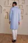 Shop_Kustomeyes_Blue Cotton Embroidery Sky Bloom Designer Powder Kurta Set _at_Aza_Fashions