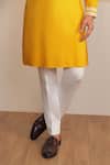 Kustomeyes_Mustard Cotton Embroidery Earth Ember Kurta And Pant Set _Online_at_Aza_Fashions