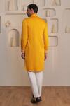Shop_Kustomeyes_Mustard Cotton Embroidery Earth Ember Kurta And Pant Set _at_Aza_Fashions