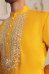 Buy_Kustomeyes_Mustard Cotton Embroidery Earth Ember Kurta And Pant Set 