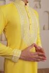 Kustomeyes_Yellow Cotton Embroidery Threaded Bloom Kurta Set _Online_at_Aza_Fashions