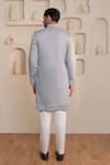 Shop_Kustomeyes_Gray Cotton Sequins, Embroidery Designer Shadow Gleam Kurta And Pant Set _at_Aza_Fashions