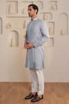 Buy_Kustomeyes_Gray Cotton Sequins, Embroidery Designer Shadow Gleam Kurta And Pant Set _Online_at_Aza_Fashions