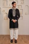 Buy_Kustomeyes_Black Cotton Embroidery Noir Edge Designer Kurta Set _at_Aza_Fashions