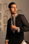 Kustomeyes_Black Cotton Embroidery Noir Edge Designer Kurta Set _at_Aza_Fashions